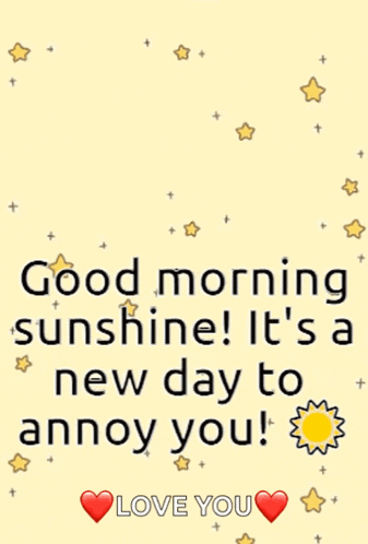 good morning sunshine ! it 's a new day to annoy you ! love you !