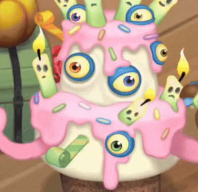 a cartoon cake with candles on top of it