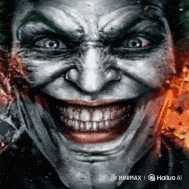 a close up of the face of the joker with a huge smile