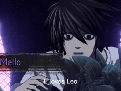 a cartoon character with the words mello l loves leo below him