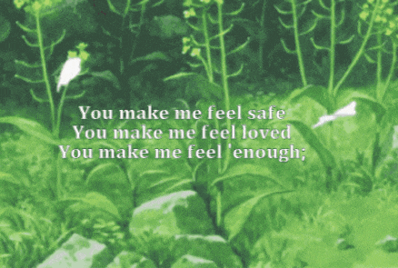 a green background with a quote that says you make me feel safe