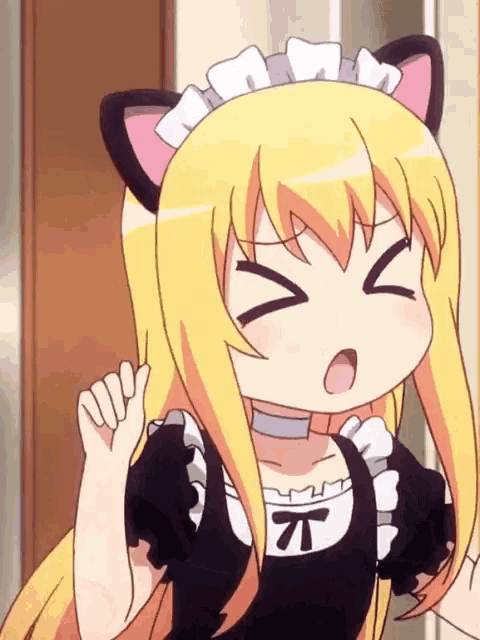 a girl in a maid outfit has the letter t on her collar