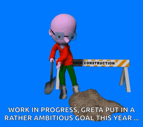 a cartoon man is digging in front of a construction barrier
