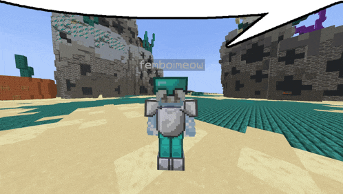 a screenshot of a minecraft game with a speech bubble that says rembolmeow