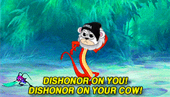 a cartoon of a monkey with the words dishonor on you and dishonor on your cow