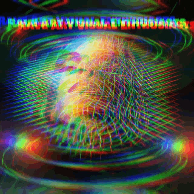 a psychedelic image of a face with the words " rmvmv visual enthusiasts " written below it