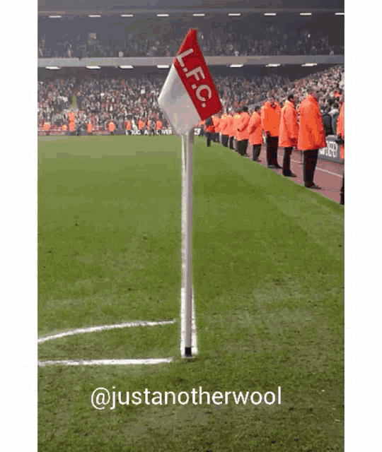 a soccer field with a sign that says lfc on it