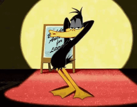 a cartoon duck is standing in front of a sign that says " duck for litter "