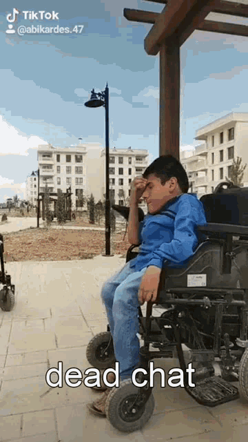a young boy in a wheelchair is sitting under a canopy in a park .