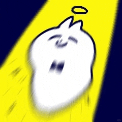 a cartoon drawing of a ghost sleeping in a yellow light .