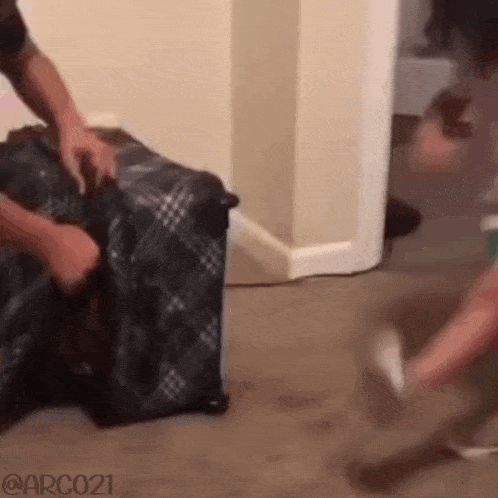a person is standing next to a suitcase with the hashtag arco21 on it