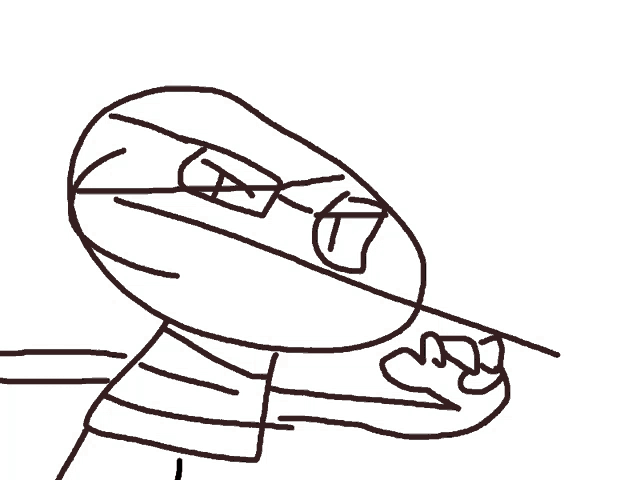 a black and white drawing of a person with glasses and a scarf