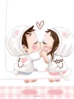 a boy and a girl are kissing and the girl is wearing a shirt that says i love you .