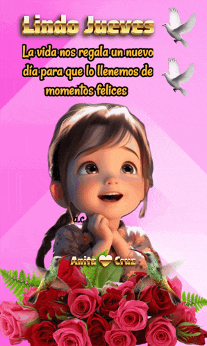 a picture of a girl with the words lindo jueves