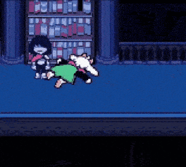 a cartoon character is laying on the floor next to a sheep in a video game .