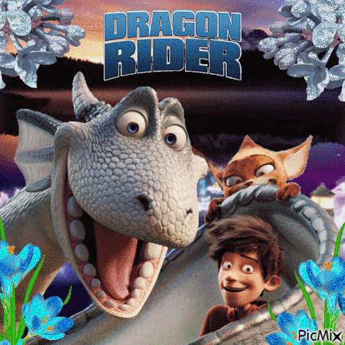 a poster for the movie dragon rider with a dragon and a boy