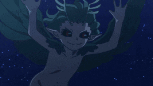 a naked woman with wings is looking out a window
