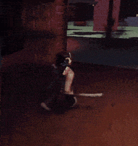 a video game character is holding a large sword in a field