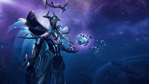 a video game character holding a sphere in his hands