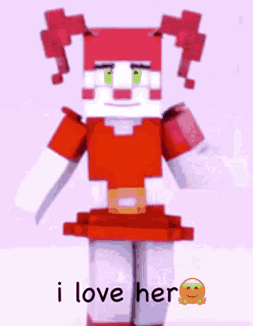 baby from five nights at freddy 's is a minecraft character that says i love her
