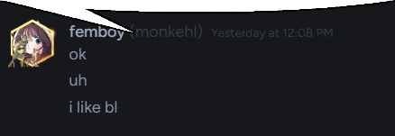 a screenshot of a conversation between femboy and monkehl