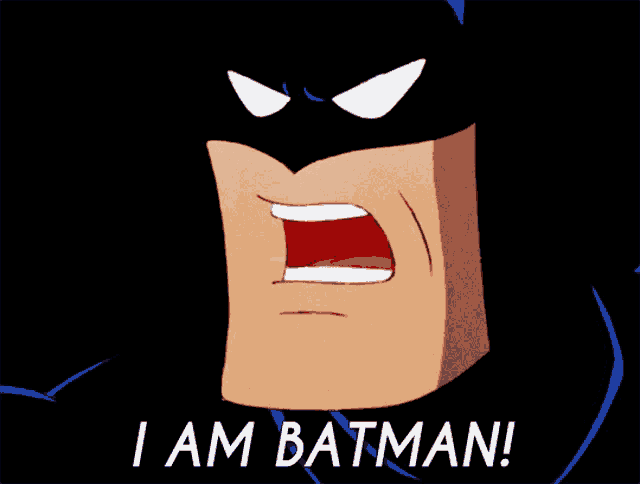 a cartoon of batman with the words i am batman