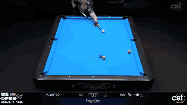 a pool table with a blue cloth that says diamond