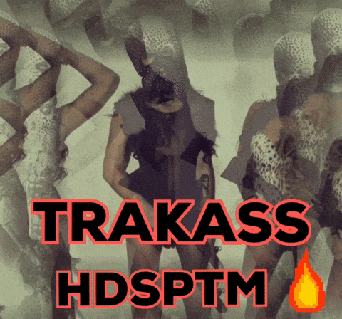 a poster that says trakass hdsptm with a leopard print woman