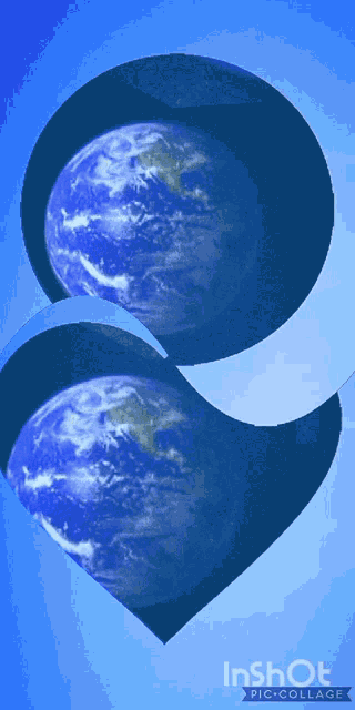 a collage of two images of the earth with the words inshot pic collage at the bottom