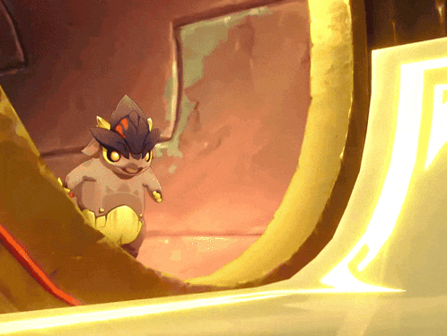 a cartoon drawing of a squirrel looking out of a hole