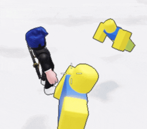 a yellow block with the number 6 on it is being held by a roblox character