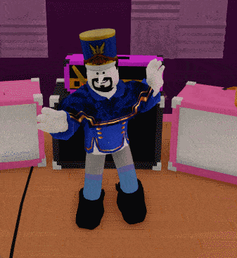 a cartoon character with a beard wearing a blue top hat with a crown on it