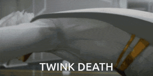 a person laying on their back with the words twink death written on the bottom