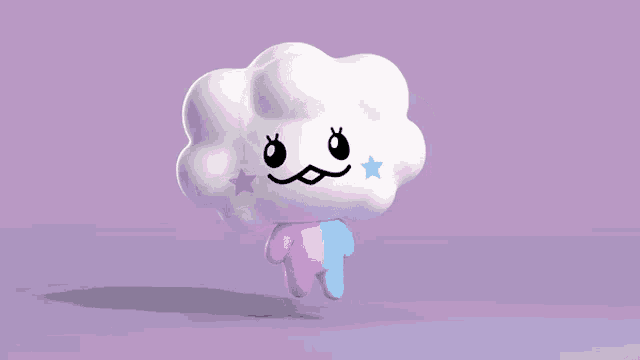 a cartoon character with a cloud head and a star on its face