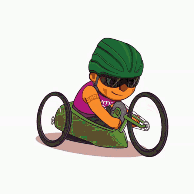 a cartoon drawing of a person riding a wheelchair