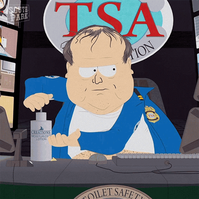 Pouring Lotion Toilet Safety Obese Agent GIF - Pouring Lotion Toilet Safety Obese Agent South Park GIFs