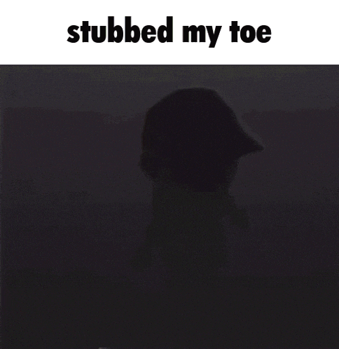 a cartoon character is laying on the ground with the words " stubbed my toe " above him .