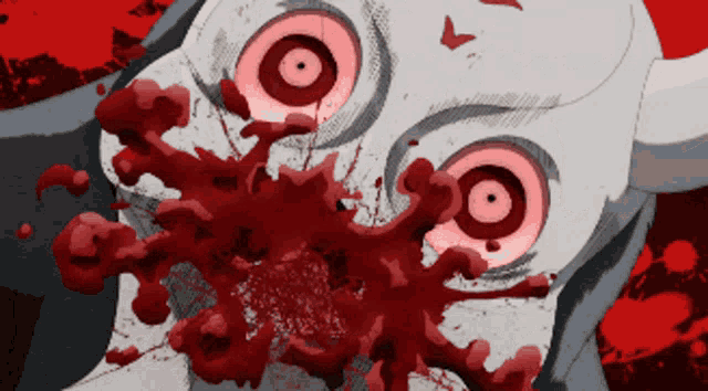 a close up of a person with blood coming out of their mouth