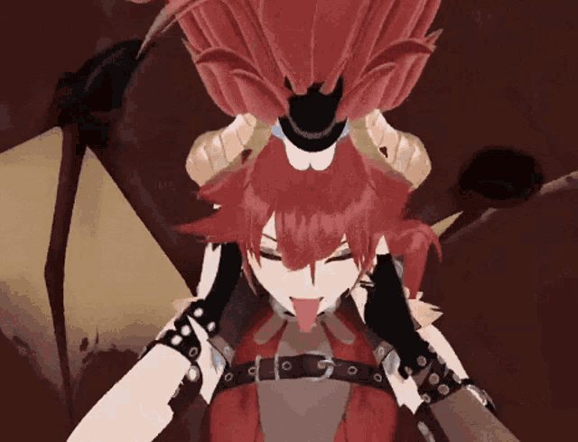a cartoon character with red hair is being held by another character