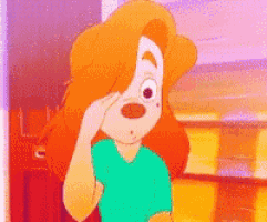 a cartoon character with red hair is wearing a green shirt and covering her face with her hand