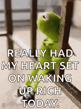 kermit the frog is standing next to a railing and looking out a window .