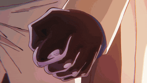 a close up of a person 's fist in a cartoon