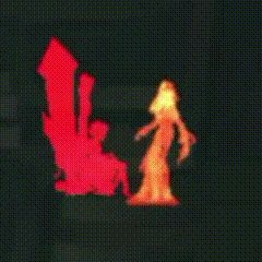 a picture of a red arrow and a yellow figure