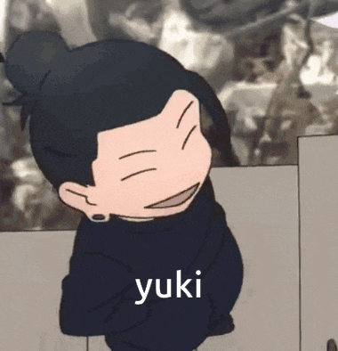 a cartoon character with the name yuki on the bottom