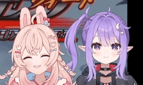 a girl with purple hair has a sticker on her hair that says fox