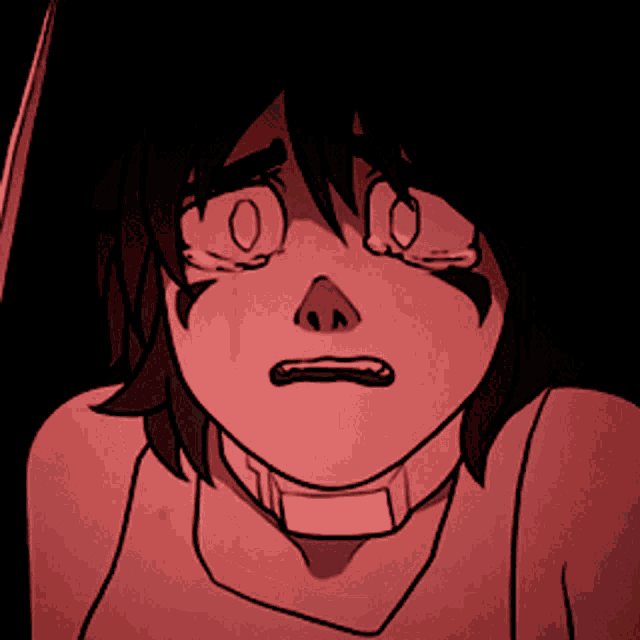 a close up of a cartoon character 's face with a red background