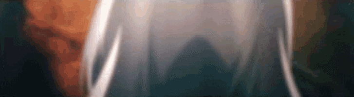a close up of a person 's shadow on a curtain with a mountain in the background .