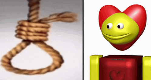 a picture of a noose next to a smiley face