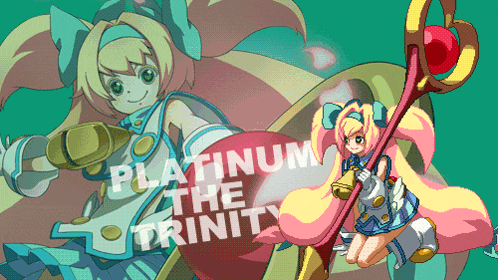a cartoon of a girl with the words platinum the trinity behind her