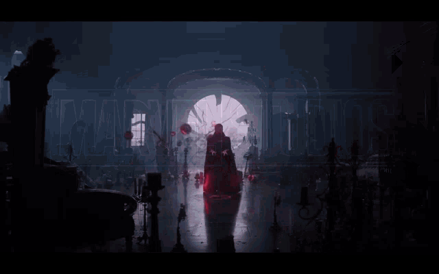 doctor strange is holding a red ball in his hands